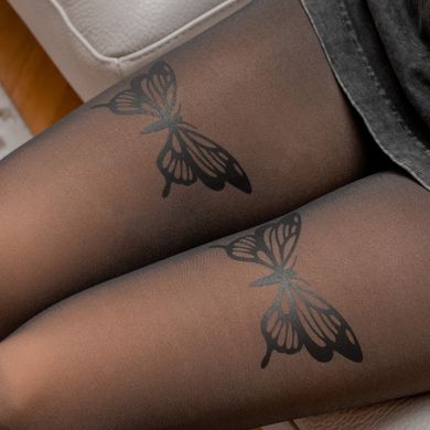 Wholesale.Tights 101-1 Imitation with "Butterfly" print Black